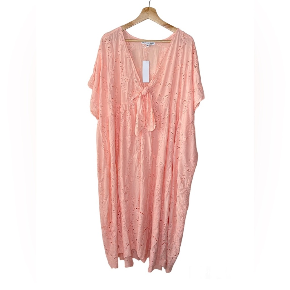 Young Fabulous & Broke peach oversized Eyelet Caftan Cover Up Dress boho